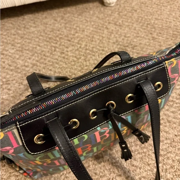 Y2K Girly Rainbow All Over Print Dooney and Bourke Shoulder Bag Genuine Leather - Picture 8 of 16